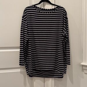 Lululemon Back in Action Long Sleeve Shirt Size 16 Yachtie Stripe Black Chrome